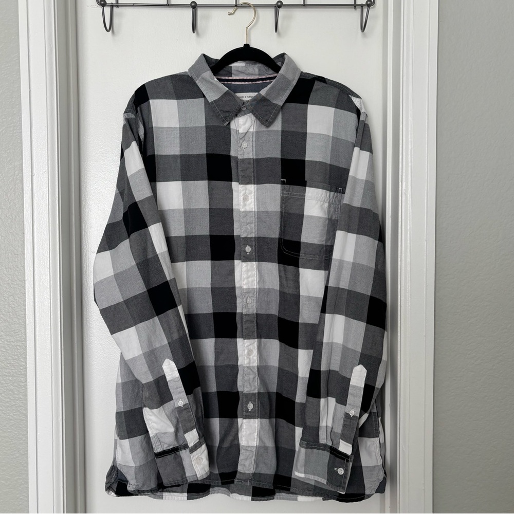 Sun + Stone • Men's Burke Regular-Fit Plaid Button-Down Shirt - Size XXL